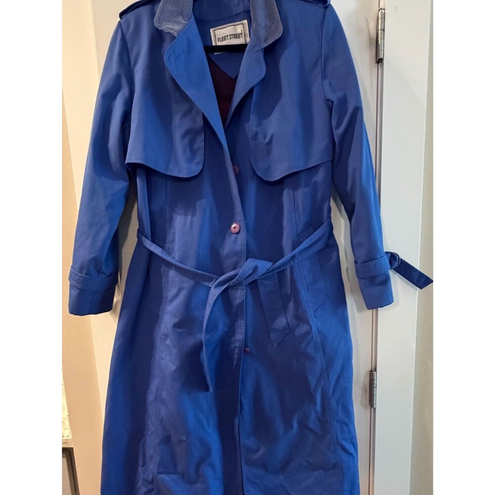 Vintage Fleet Street Women's Blue Trench Coat-Size 14